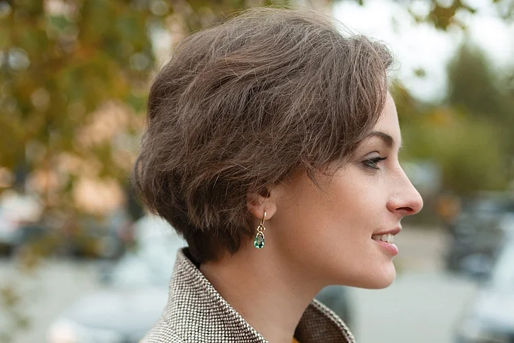 Серьги из жёлтого золота с 2 кварцами