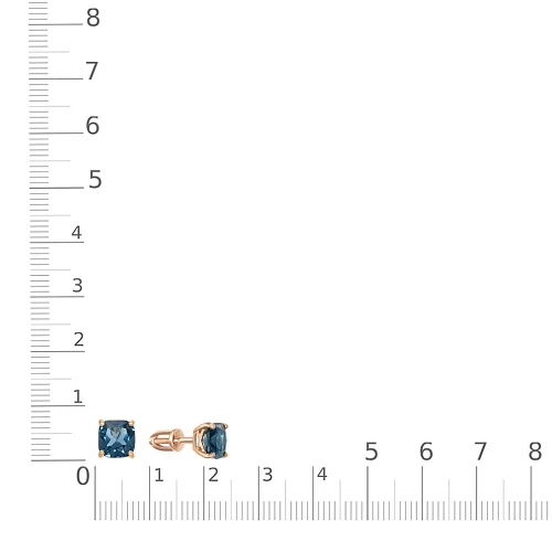 Серьги-пусеты из красного золота с 2 топазами лондон
