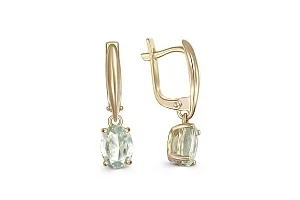 Серьги из жёлтого золота с 2 аметистами