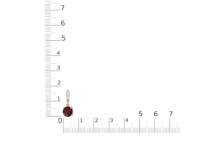 Подвеска из красного золота с гранатом и 3 фианитами
