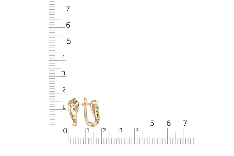 Серьги из жёлтого золота с 2 фианитами