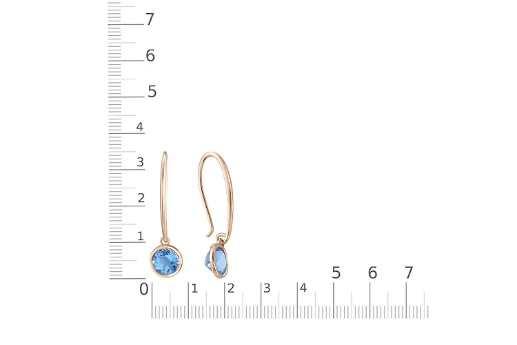 Серьги из красного золота с 2 топазами swiss