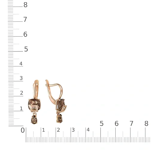 Серьги из красного золота с 4 раухтопазами