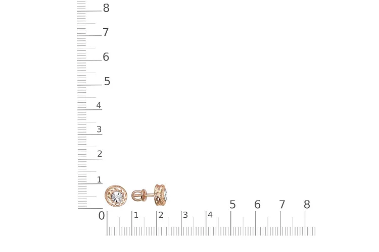 Серьги-пусеты из красного золота с 2 бриллиантами