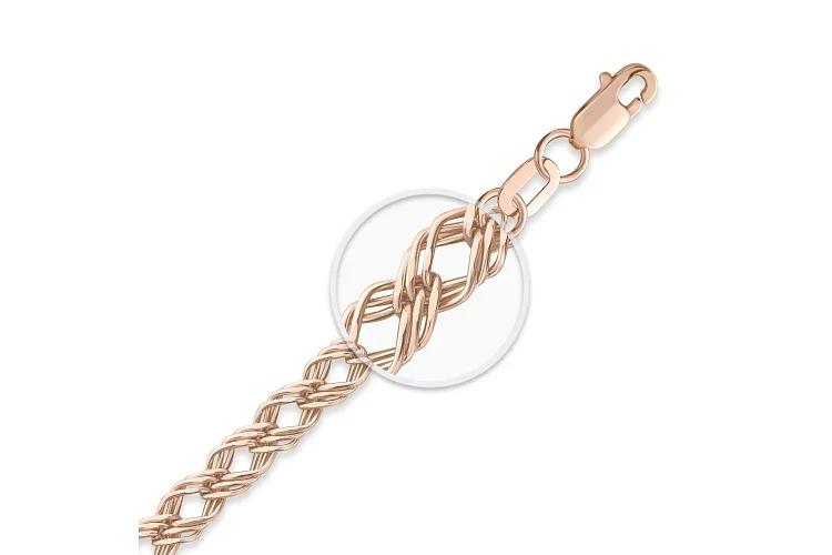 Цепь плетение тройной ромб ⌀ нити 0,60 мм  из красного золота