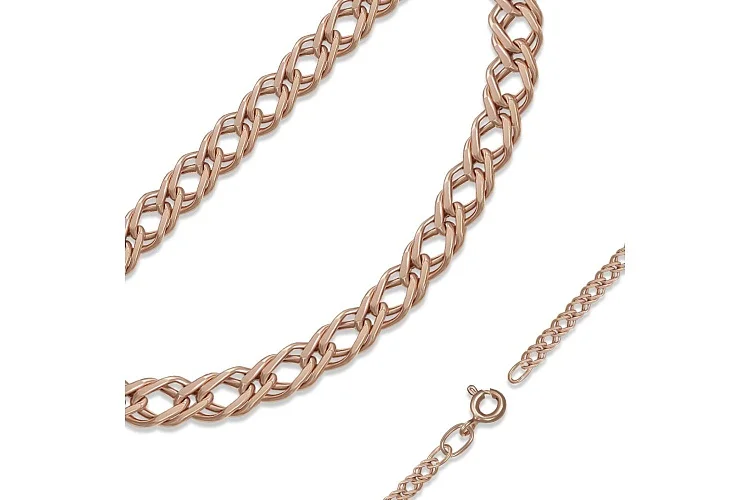 Браслет плетения двойной ромб d нити 0.6 мм. из красного золота без вставок