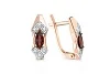 Серьги из красного золота с 2 гранатами и 12 фианитами