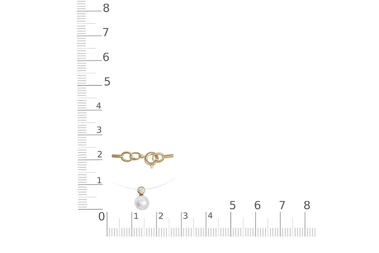 Колье из жёлтого золота с жемчугом и фианитом