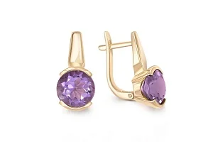 Серьги из жёлтого золота с 2 аметистами