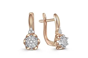 Серьги Цветы из красного золота с 20 бриллиантами