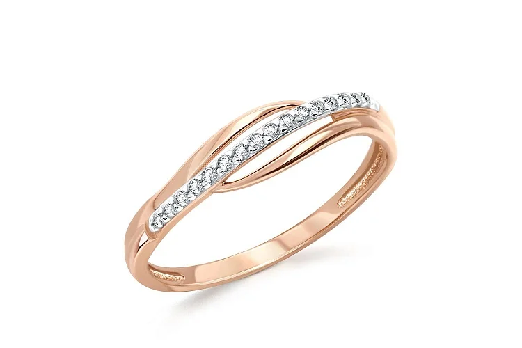 Кольцо Дорожка из красного золота с 16 фианитами