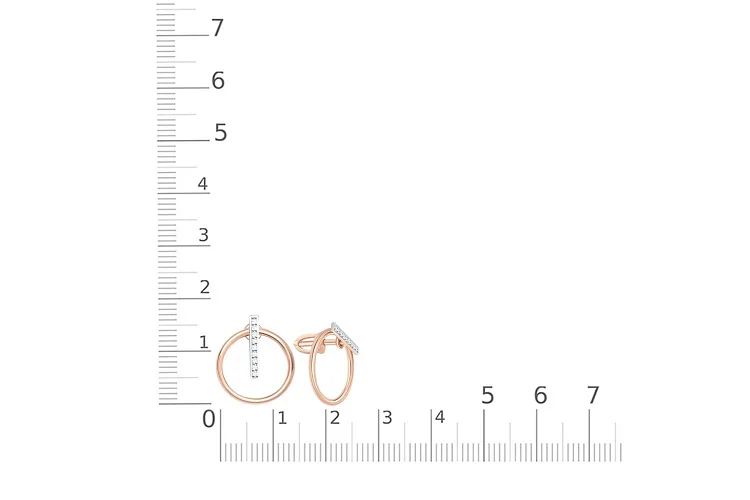 Серьги-пусеты Круги из красного золота с 18 фианитами