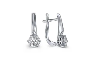 Серьги Малинки из белого золота с 14 бриллиантами