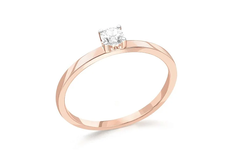 Кольцо из красного золота с муассанитом