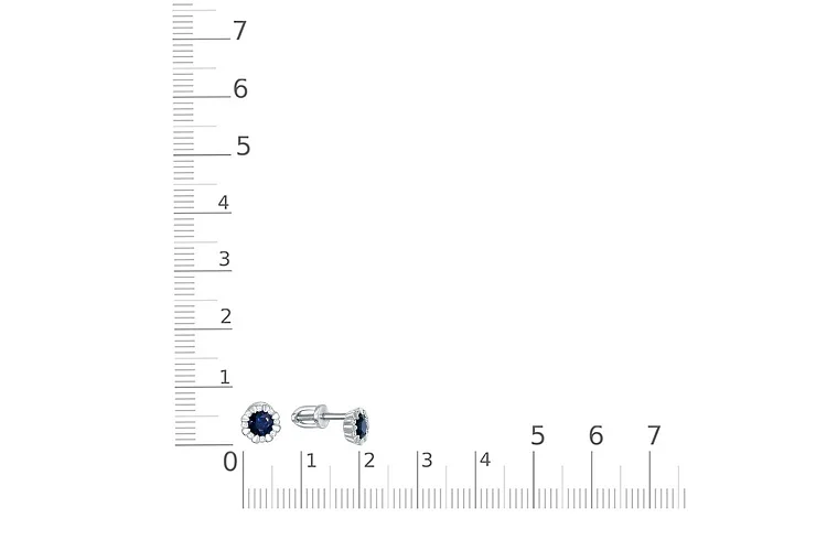 Серьги-пусеты из белого золота с 2 сапфирами и 16 бриллиантами