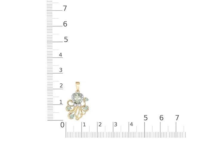 Подвеска из жёлтого золота с 5 аметистами и 10 фианитами