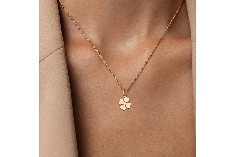 Подвеска Клевер из красного золота без вставок