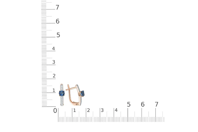 Серьги из красного золота с 2 топазами лондон и 14 фианитами