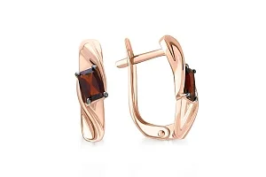 Серьги из красного золота с 2 гранатами