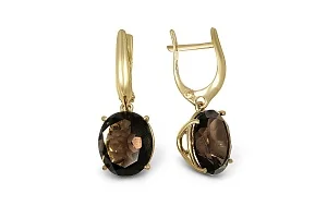 Серьги из жёлтого золота с 2 раухтопазами