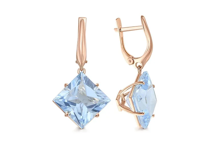 Серьги из красного золота с 2 топазами sky