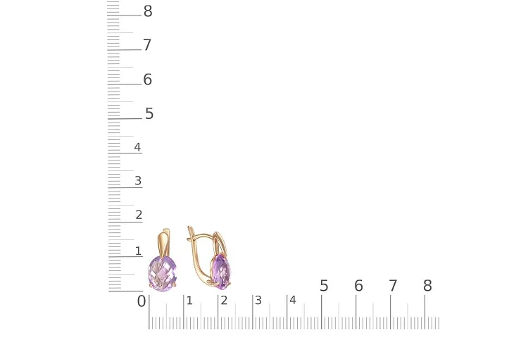 Серьги из красного золота с 2 аметистами
