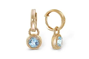 Серьги-трансформеры из жёлтого золота с 2 топазами sky