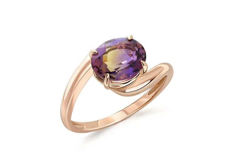 Кольцо из красного золота с кварцем