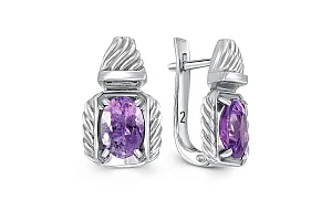 Серьги из белого золота с 2 аметистами