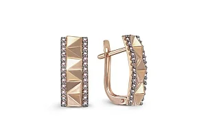 Серьги из красного золота с 52 фианитами