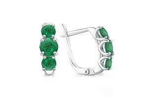 Серьги из белого золота с 6 изумрудами