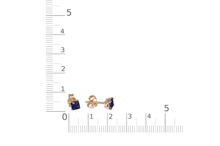 Серьги-пусеты из красного золота с 2 корундами