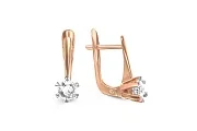 Серьги из красного золота с 2 фианитами