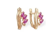 Серьги Веточки из красного золота с 6 рубинами