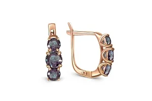 Серьги из красного золота с 6 александритами