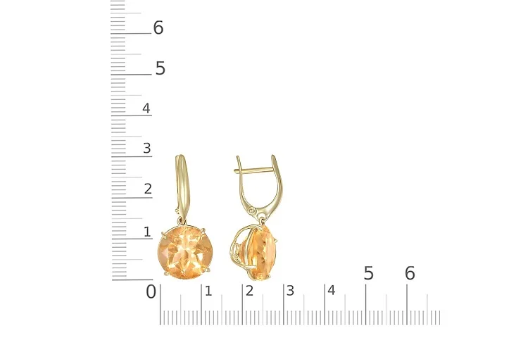 Серьги из жёлтого золота с 2 цитринами