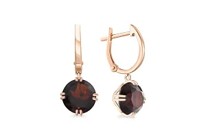 Серьги из красного золота с 2 кварцами