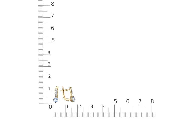 Серьги из жёлтого золота с 2 топазами sky и 8 фианитами