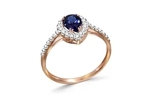 Кольцо из красного золота с корундом и 29 бриллиантами