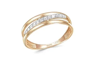 Кольцо Дорожка из красного золота с 12 бриллиантами