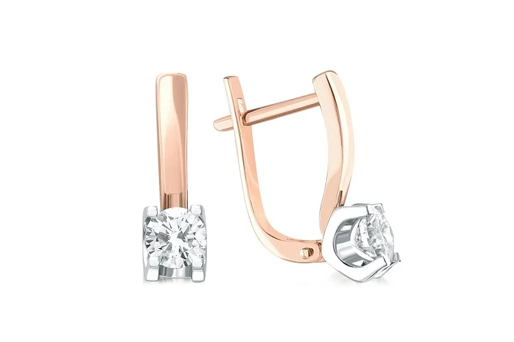 Серьги из красного золота с 2 бриллиантами