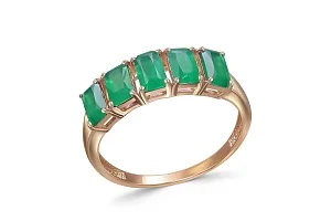 Кольцо Дорожка из красного золота с 5 агатами