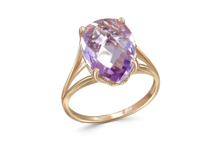 Кольцо из красного золота с аметистом