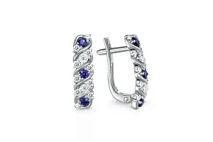 Серьги из белого золота с 6 сапфирами и 24 бриллиантами