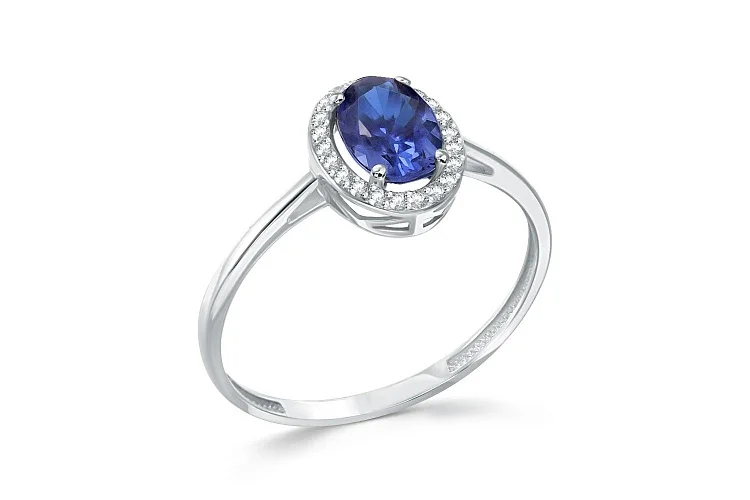 Кольцо из белого золота с 23 фианитами