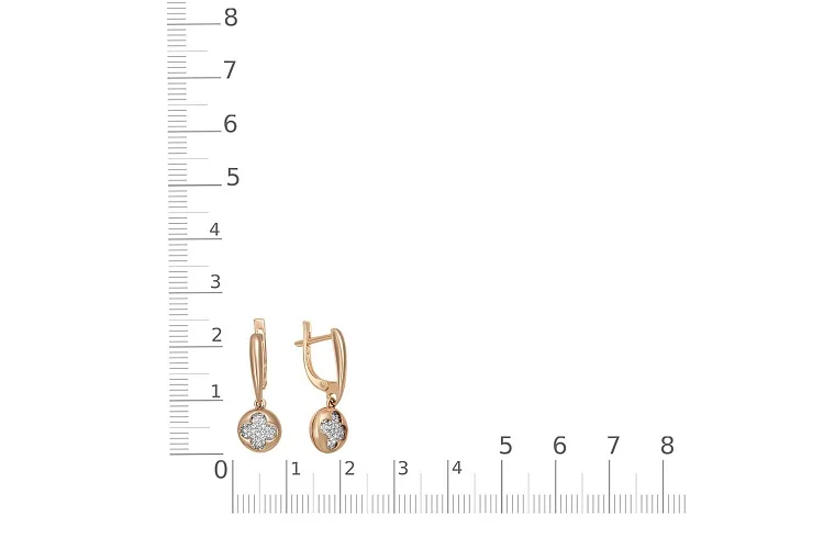 Серьги Клевер из красного золота с 80 бриллиантами