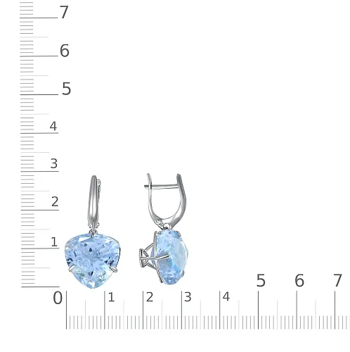 Серьги из белого золота с 2 топазами sky