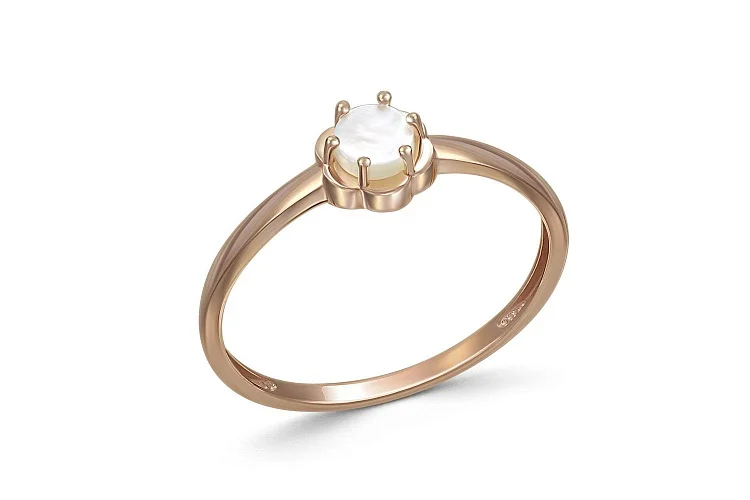 Детское кольцо из красного золота с перламутром