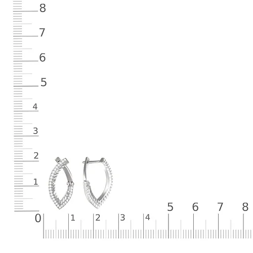Серьги из белого золота с 60 фианитами