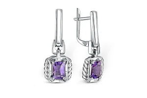 Серьги из белого золота с 2 аметистами